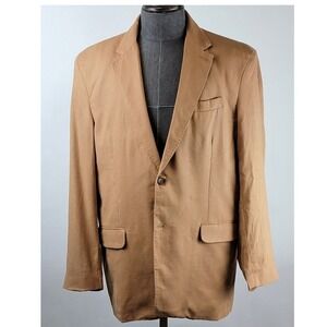 Club Room Sportcoat Mens XL Brown Luxury Linen Two Button Suit Blazer Jacket NWT